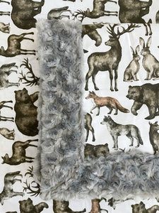 Crib Blanket | Grey Wildlife