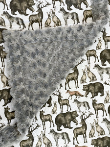 Crib Blanket | Grey Wildlife