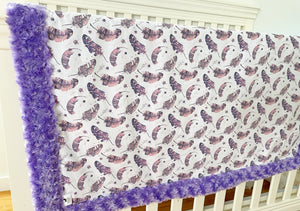 Crib Blanket | Purple Feather