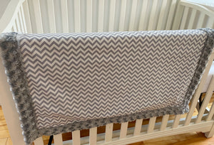 Crib Blanket | Grey Chevron