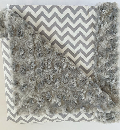 Crib Blanket | Grey Chevron