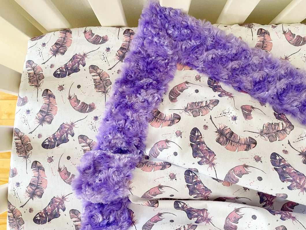 Crib Blanket | Purple Feather